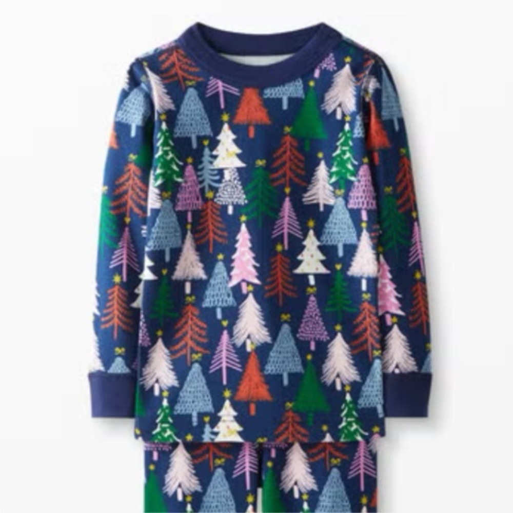 Hanna Andersson Pajama Top Unisex Youth 14/‎ 160CM Blue Holiday Christmas Cotton